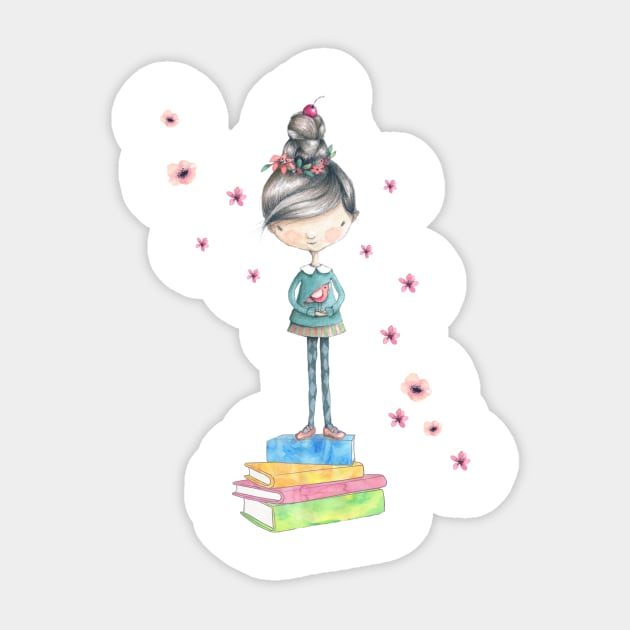 Girl on Books Sticker by eviebookish